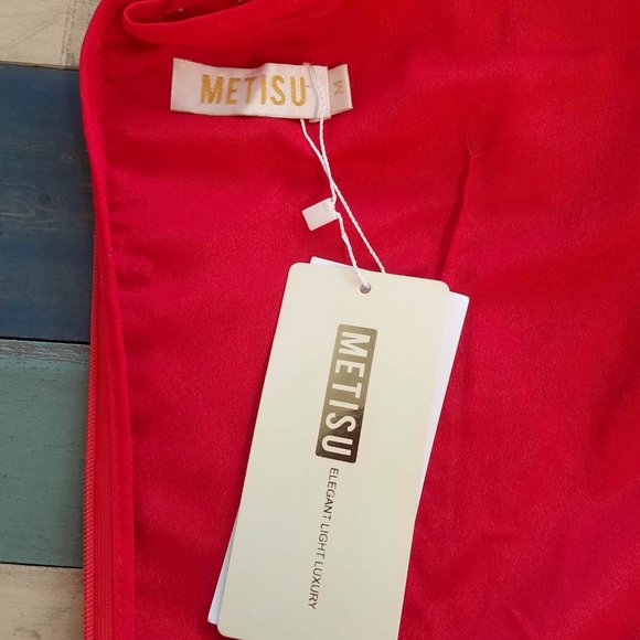 Red Lace Dress, Below the Knee METISU M NWT - Picture 8 of 11